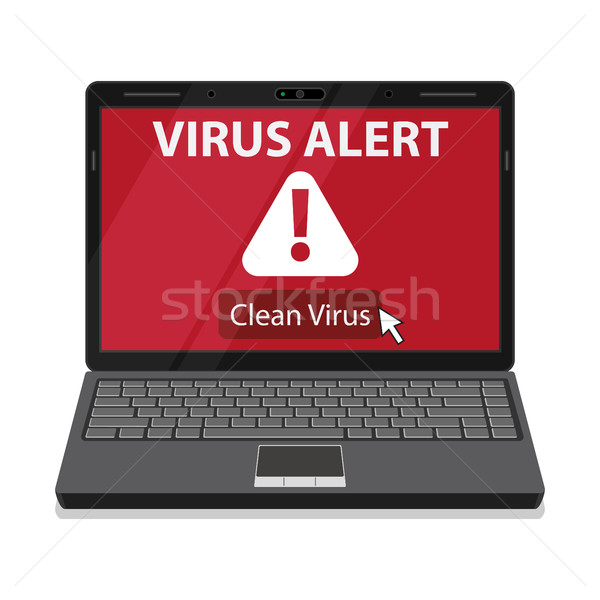 [[stock_photo]]: Portable · virus · alerter · un · message · écran · design