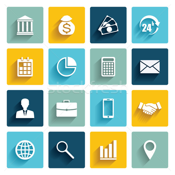 Stock photo: Vector set of 16 flat business icons.