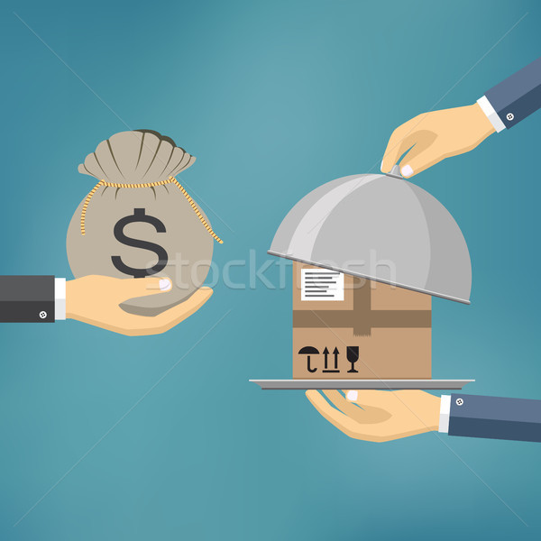 Hand hold money and pay for the package. Stock photo © Neokryuger
