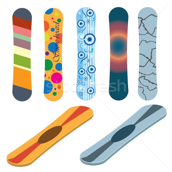 Snowboard zestaw drewna śniegu niebieski zabawy Zdjęcia stock © Neokryuger