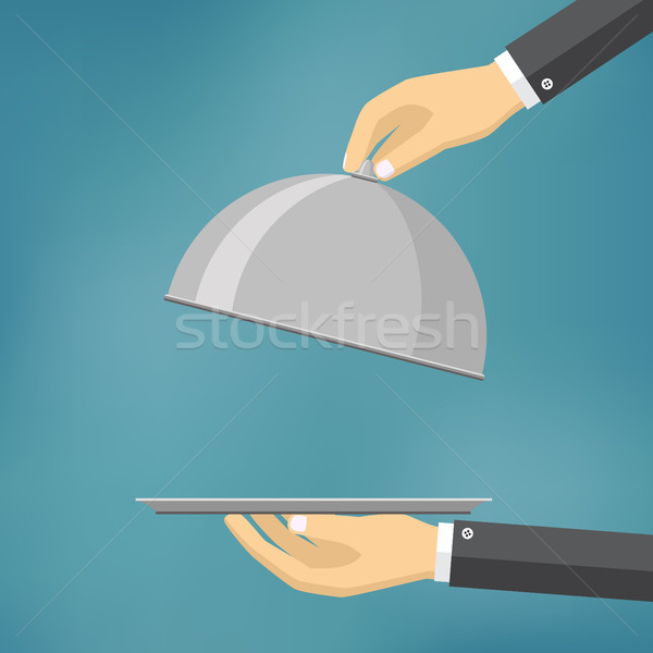 Stockfoto: De · ober · lege · hand · diner · dienst