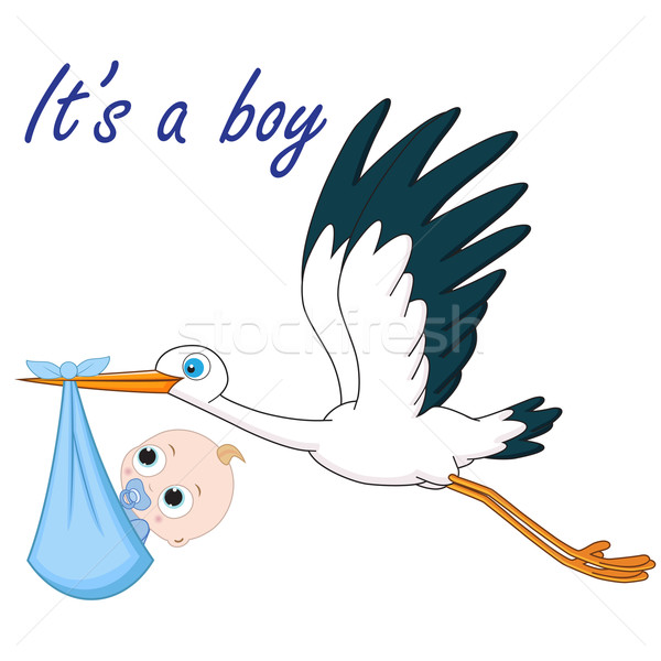 Stork and baby boy Stock photo © Neokryuger
