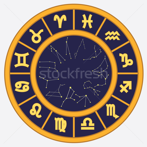Horoszkóp kör tizenkettő állatöv feliratok felirat Stock fotó © Neokryuger