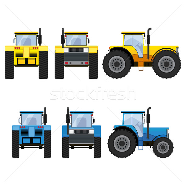 Yellow and blue tractors with big wheels. Stock photo © Neokryuger
