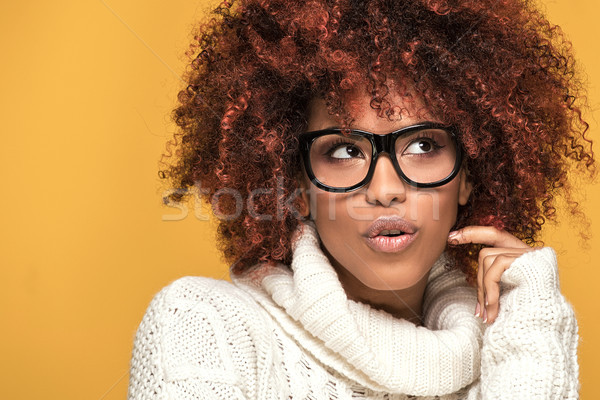 Jonge afro-amerikaanse meisje Geel mooie afro Stockfoto © NeonShot