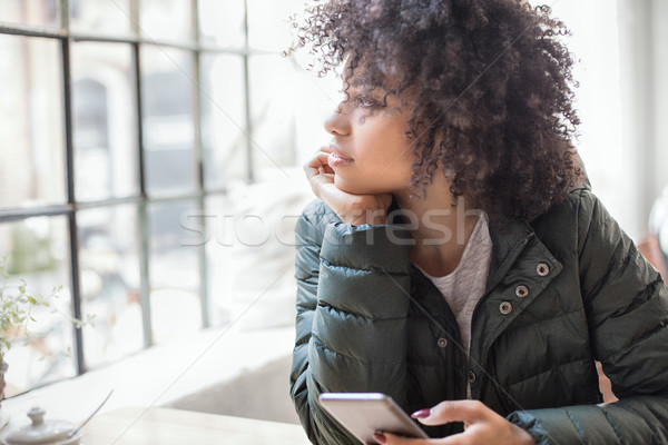 Foto stock: Joven · afro · jóvenes · hermosa