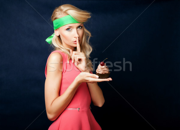 Attractive woman posing with cake Stock photo © NeonShot