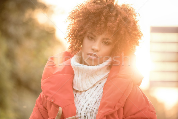 осень портрет афроамериканец девушки Открытый красивой Сток-фото © NeonShot