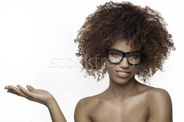 Beautiful girl with afro wearing eyeglasses. Stock photo © NeonShot