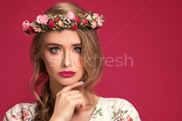 Beleza feminino modelo flores moda retrato Foto stock © NeonShot