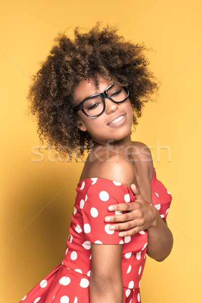 African American Girl In Red Dress Stock Photo C Neonshot