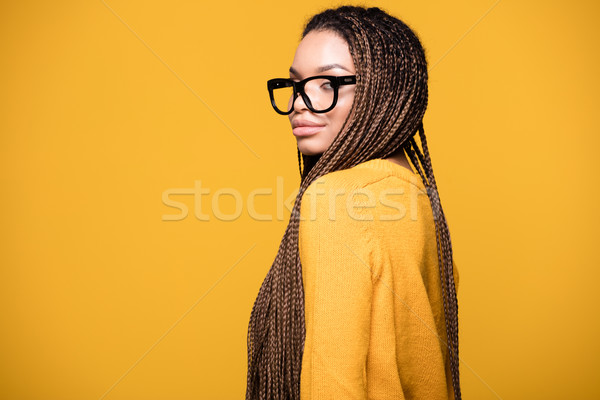 Portré divatos fiatal lány fiatal gyönyörű afroamerikai Stock fotó © NeonShot
