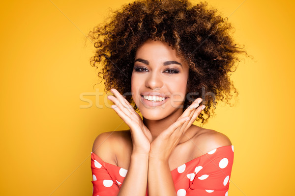 Schoonheid portret glimlachend meisje afro jonge Stockfoto © NeonShot