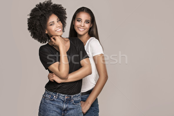 Mosolyog gyönyörű afroamerikai lányok szépség fotó Stock fotó © NeonShot