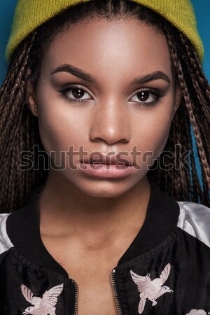 Portré divatos fiatal lány fiatal gyönyörű afroamerikai Stock fotó © NeonShot