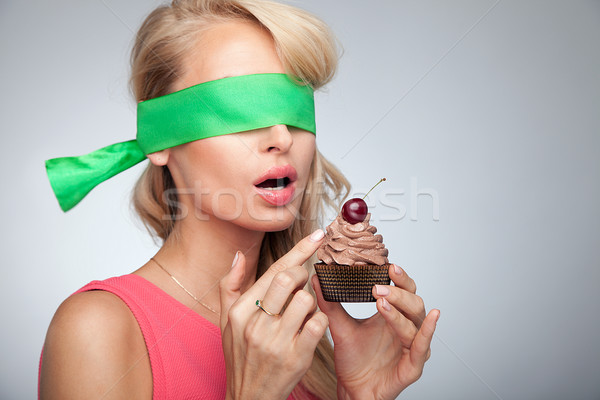 Attractive woman posing with cake Stock photo © NeonShot