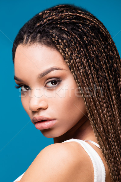 Szépség portré afrikai lány fiatal afroamerikai Stock fotó © NeonShot
