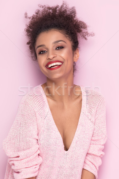 Beauty portrait of smiling afro girl. Stock photo © NeonShot