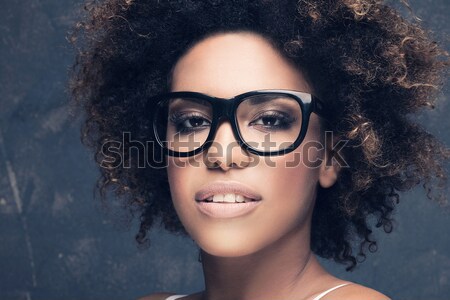 Foto stock: Retrato · jovem · africano · americano · menina · sorridente · belo