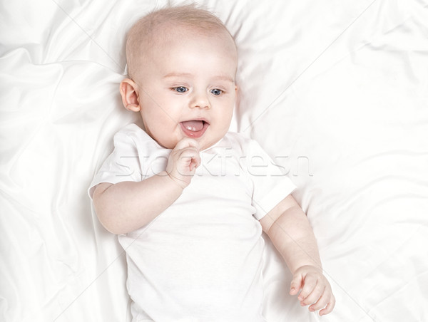 Gelukkig weinig baby jongen witte vel Stockfoto © NeonShot