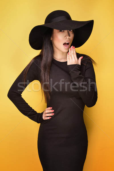 Mode jeunes asian fille chapeau belle [[stock_photo]] © NeonShot