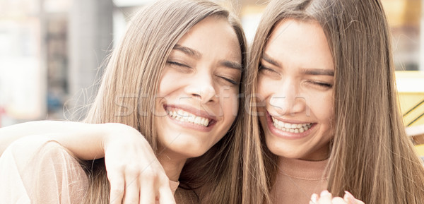 [[stock_photo]]: Deux · belle · soeurs · temps · ensemble