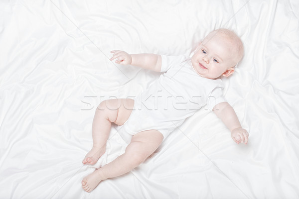 Stockfoto: Gelukkig · weinig · baby · jongen · witte · vel