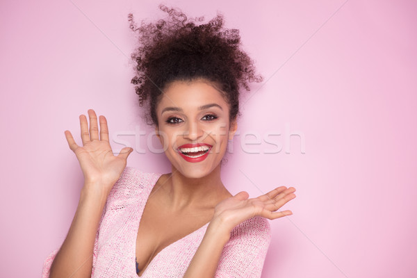 Beauty portrait of young natural afro girl. Stock photo © NeonShot