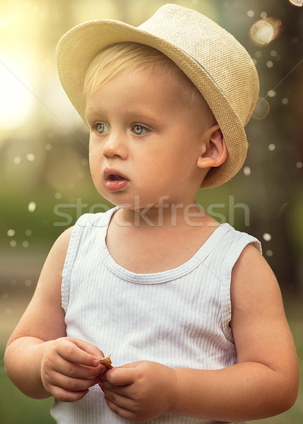 Kicsi fiú játszik park napos idő baba Stock fotó © NeonShot