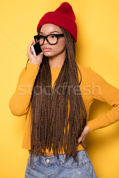 Сток-фото: модный · афроамериканец · девушки · молодые · красный