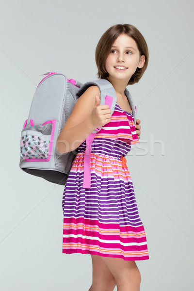 Stok fotoğraf: Genç · kız · poz · okul · sırt · çantası · genç · güzel · kız