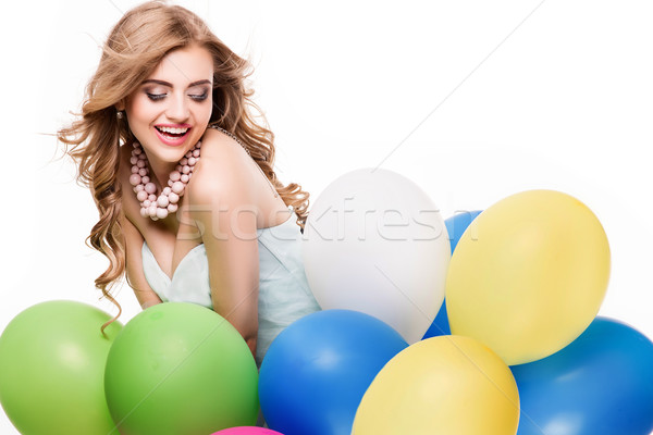 Sonriendo bastante nina globos hermosa jóvenes Foto stock © NeonShot