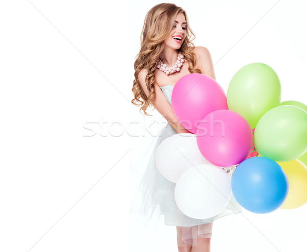 Sonriendo bastante nina globos hermosa jóvenes Foto stock © NeonShot