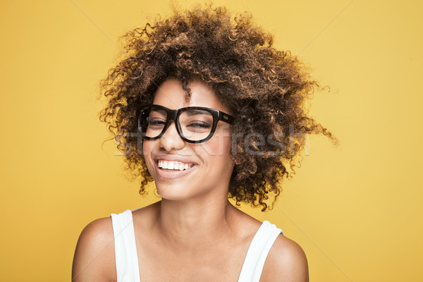 Stockfoto: Afro-amerikaanse · meisje · bril · jonge · mooie
