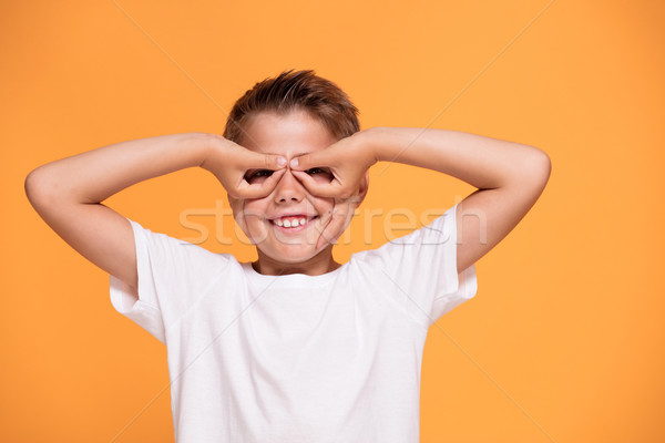 Stock foto: Jungen · gefühlvoll · wenig · Junge · orange · Studio