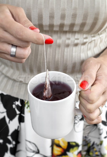 Csésze menta tea nők Stock fotó © nessokv