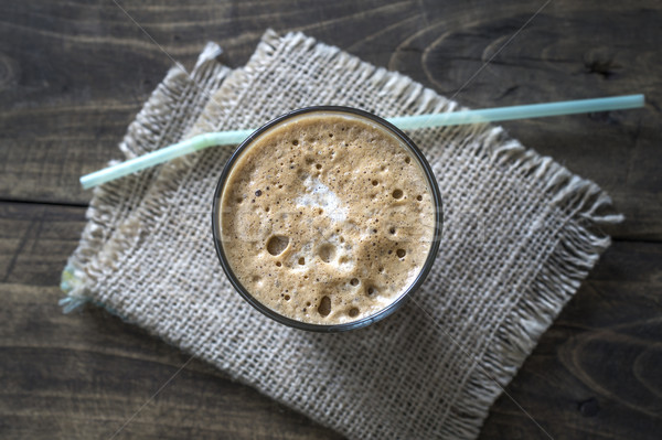 One glass of a Greek frappe from above Stock photo © nessokv