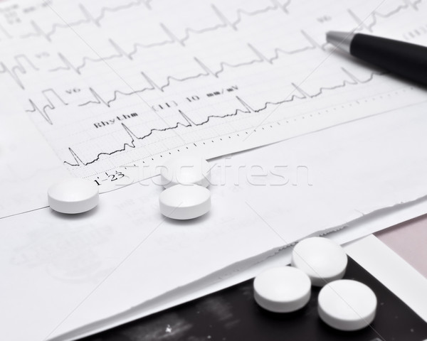 Resultaten medische pillen verslag vorm hart Stockfoto © nessokv