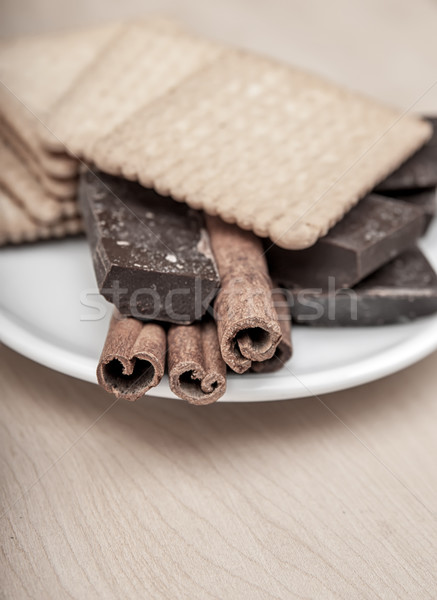 Cinnamon Sticks with chocolate Stock photo © nessokv