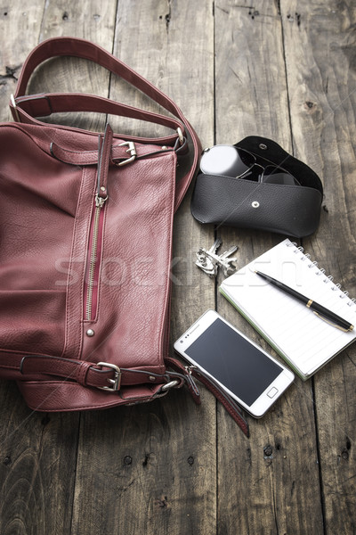 woman bag stuff, handbag Stock photo © nessokv
