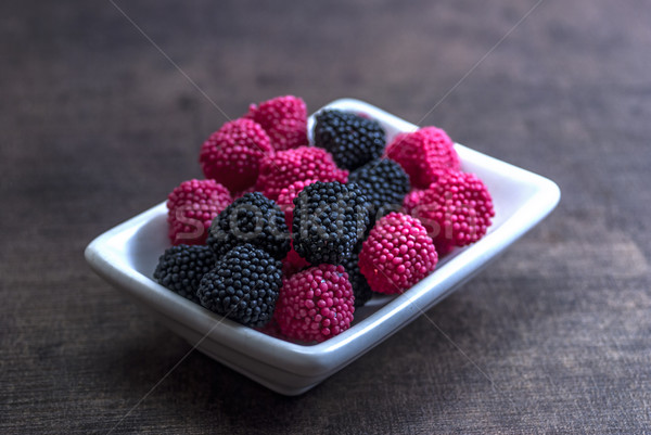 colorful jelly candies in bowl on wooden table Stock photo © nessokv