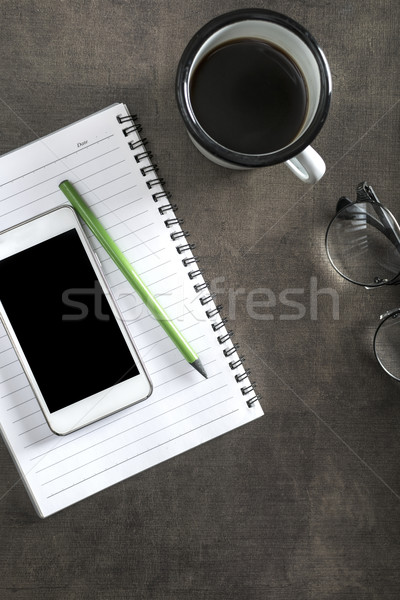 View from above on a working desk setup,  Stock photo © nessokv
