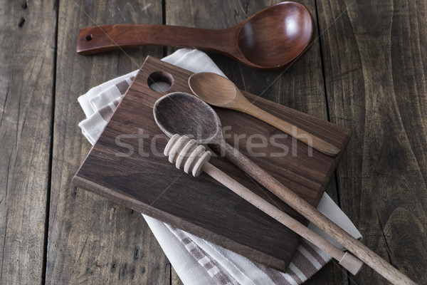 Kitchen utensils on the wooden worktop Stock photo © nessokv