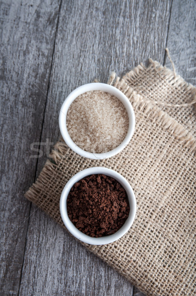 Koffie poeder bruine suiker tabel voedsel home Stockfoto © nessokv