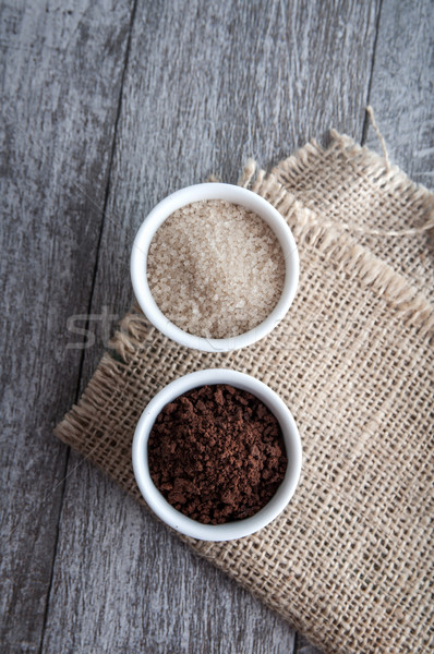 Foto stock: Café · pó · açúcar · mascavo · tabela · comida · casa