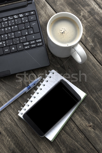 Сток-фото: служба · Desktop · кофе · блокнот · ноутбука · компьютер