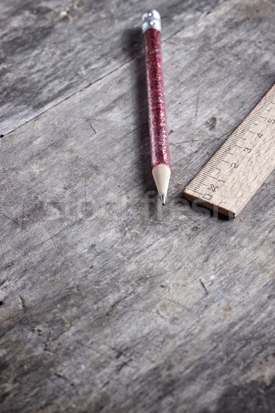 wooden ruler and pen Stock photo © nessokv