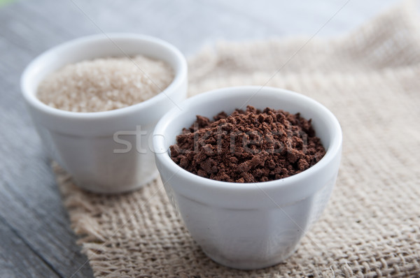 Kawy proszek brown sugar tabeli żywności domu Zdjęcia stock © nessokv