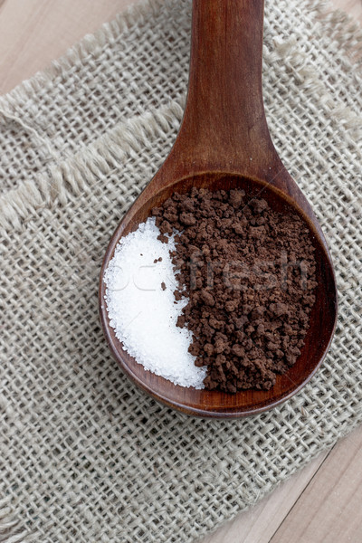 instant coffee and sugar in spoon Stock photo © nessokv