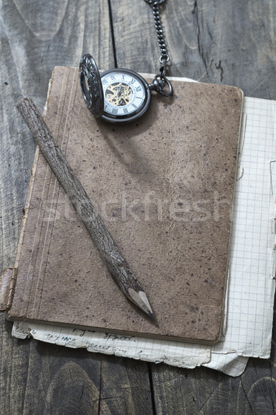 Schors gedekt potlood oud papier papier hout Stockfoto © nessokv